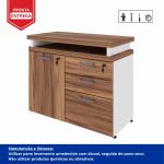 Armário Baixo 03 Gavetas e Porta (MISTO) – NOGAL SEVILHA/BRANCO – 34422 Móveis Única Linha 40 mm Nogal – Branco 19