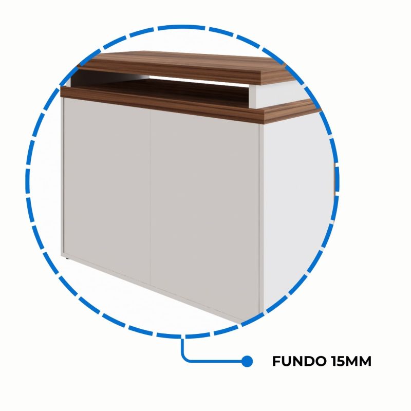 Armário Baixo 03 Gavetas e Porta (MISTO) – NOGAL SEVILHA/BRANCO – 34422 Móveis Única Linha 40 mm Nogal – Branco 6