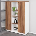Armário Alto Credenza com Nicho – 1,61×1,20×0,45m – NOGAL SEVILHA/BRANCO- 34415 Móveis Única Linha 40 mm Nogal – Branco 11