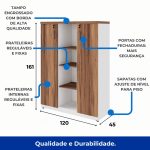 Armário Alto Credenza com Nicho – 1,61×1,20×0,45m – NOGAL SEVILHA/BRANCO- 34415 Móveis Única Linha 40 mm Nogal – Branco 16