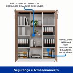 Armário Alto Credenza com Nicho – 1,61×1,20×0,45m – NOGAL SEVILHA/BRANCO- 34415 Móveis Única Linha 40 mm Nogal – Branco 12