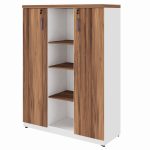 Armário Alto Credenza com Nicho – 1,61×1,20×0,45m – NOGAL SEVILHA/BRANCO- 34415 Móveis Única Linha 40 mm Nogal – Branco 10