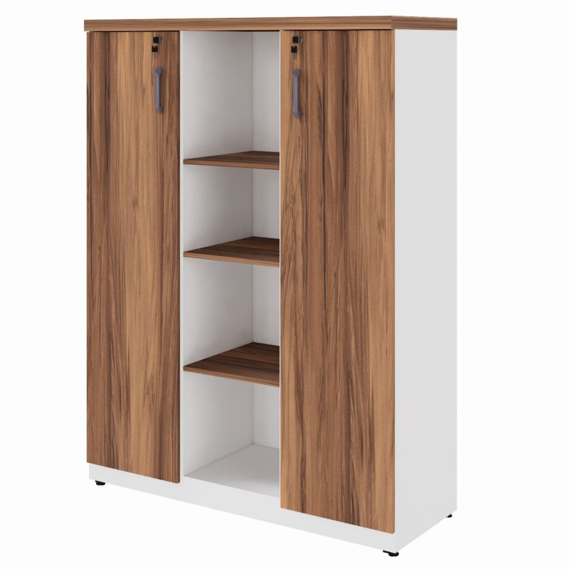 Armário Alto Credenza com Nicho – 1,61×1,20×0,45m – NOGAL SEVILHA/BRANCO- 34415 Móveis Única Linha 40 mm Nogal – Branco 2