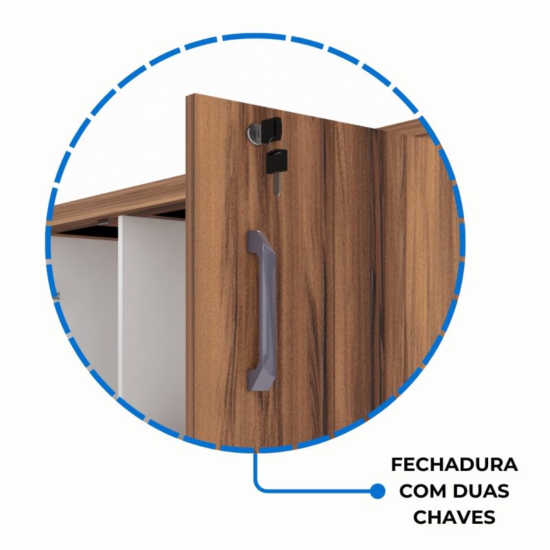 Armário Alto Credenza com Nicho – 1,61×1,20×0,45m – NOGAL SEVILHA/BRANCO- 34415 Móveis Única Linha 40 mm Nogal – Branco 5