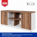 Armário Baixo GOLD Credenza ESPECIAL – 1,60×0,73×0,45m – NOGALSEVILHA / BRANCO – 34502 Móveis Única Linha 40 mm Nogal – Branco 9