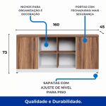 Armário Baixo GOLD Credenza ESPECIAL – 1,60×0,73×0,45m – NOGALSEVILHA / BRANCO – 34502 Móveis Única Linha 40 mm Nogal – Branco 11