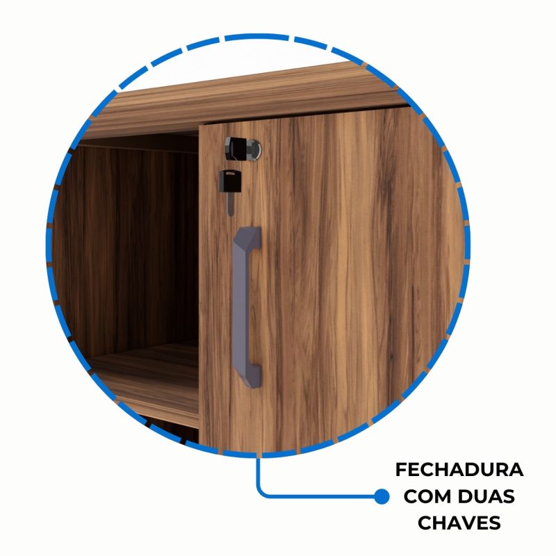 Armário Baixo GOLD Credenza ESPECIAL – 1,60×0,73×0,45m – NOGALSEVILHA / BRANCO – 34502 Móveis Única Linha 40 mm Nogal – Branco 7