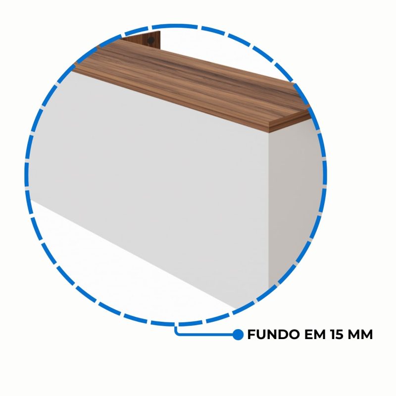 Armário Baixo GOLD Credenza ESPECIAL – 1,60×0,73×0,45m – NOGALSEVILHA / BRANCO – 34502 Móveis Única Linha 40 mm Nogal – Branco 8