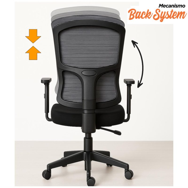 Cadeira de Escritório Tela PRYUS Back System – Cor Preto – 20099 Móveis Única Cadeira de Tela 5
