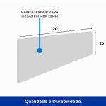 Estação de Trabalho Dupla 1,20×1,35m sem Gavetas c/ ponto de tomada PÉ QUADRO – Cor Nogal Sevilha/Branco – 34424 Móveis Única Linha 40 mm Nogal – Branco 13