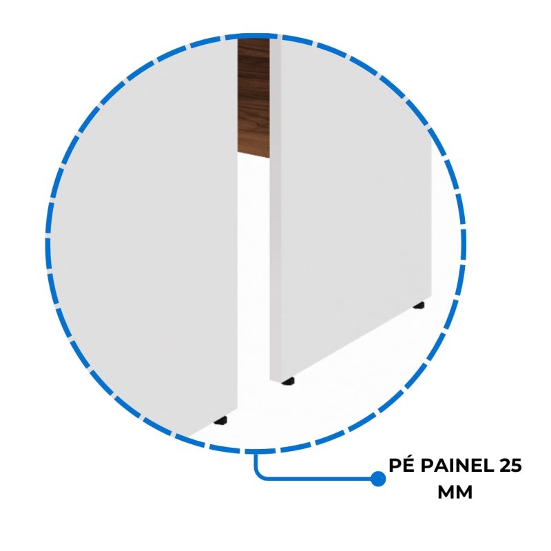Estação de Trabalho Dupla 1,20×1,35m 02 Lugares sem Gavetas c/ ponto de tomada PÉ PAINEL – Nogal Sevilha/Branco – 34428 Móveis Única Linha 40 mm Nogal – Branco 6