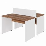 Estação de Trabalho Dupla 1,20×1,35m 02 Lugares sem Gavetas c/ ponto de tomada PÉ PAINEL – Nogal Sevilha/Branco – 34428 Móveis Única Linha 40 mm Nogal – Branco 10