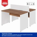 Estação de Trabalho Dupla 1,20×1,35m 02 Lugares sem Gavetas c/ ponto de tomada PÉ PAINEL – Nogal Sevilha/Branco – 34428 Móveis Única Linha 40 mm Nogal – Branco 16