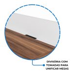 Estação de Trabalho Dupla 1,20×1,35m 02 Lugares sem Gavetas c/ ponto de tomada PÉ PAINEL – Nogal Sevilha/Branco – 34428 Móveis Única Linha 40 mm Nogal – Branco 19