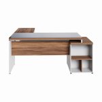 Mesa para Escritório em “L” com VIDRO FUMÊ – 1,92X1,60M NOGAL SEVILHA/BRANCO – 34432 Móveis Única Linha 40 mm Nogal – Branco 18