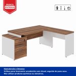 Mesa para Escritório em “L” com Gavetão – 1,92X1,60m -NOGAL SEVILHA/BRANCO – 34431 Móveis Única Linha 40 mm Nogal – Branco 12