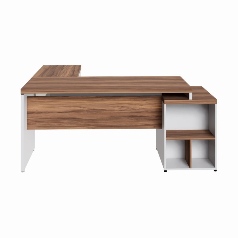Mesa para Escritório em “L” com Gavetão – 1,92X1,60m -NOGAL SEVILHA/BRANCO – 34431 Móveis Única Linha 40 mm Nogal – Branco 5