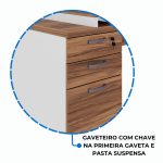 Mesa para Escritório em “L” com Gavetão – 1,92X1,60m -NOGAL SEVILHA/BRANCO – 34431 Móveis Única Linha 40 mm Nogal – Branco 15