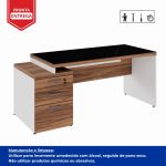 Mesa para Escritório com VIDRO FUMÊ – 1,92×0,70m – NOGAL SEVILHA/BRANCO – 34430 Móveis Única Linha 40 mm Nogal – Branco 14