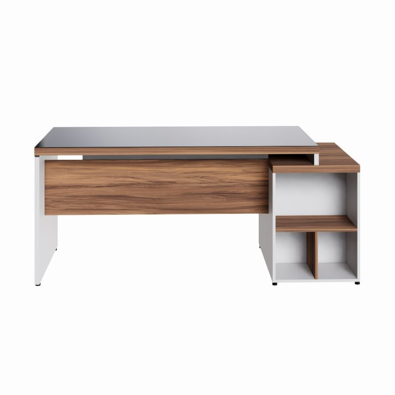 Mesa para Escritório com VIDRO FUMÊ – 1,92×0,70m – NOGAL SEVILHA/BRANCO – 34430 Móveis Única Linha 40 mm Nogal – Branco 7