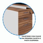 Mesa para Escritório com VIDRO FUMÊ – 1,92×0,70m – NOGAL SEVILHA/BRANCO – 34430 Móveis Única Linha 40 mm Nogal – Branco 16