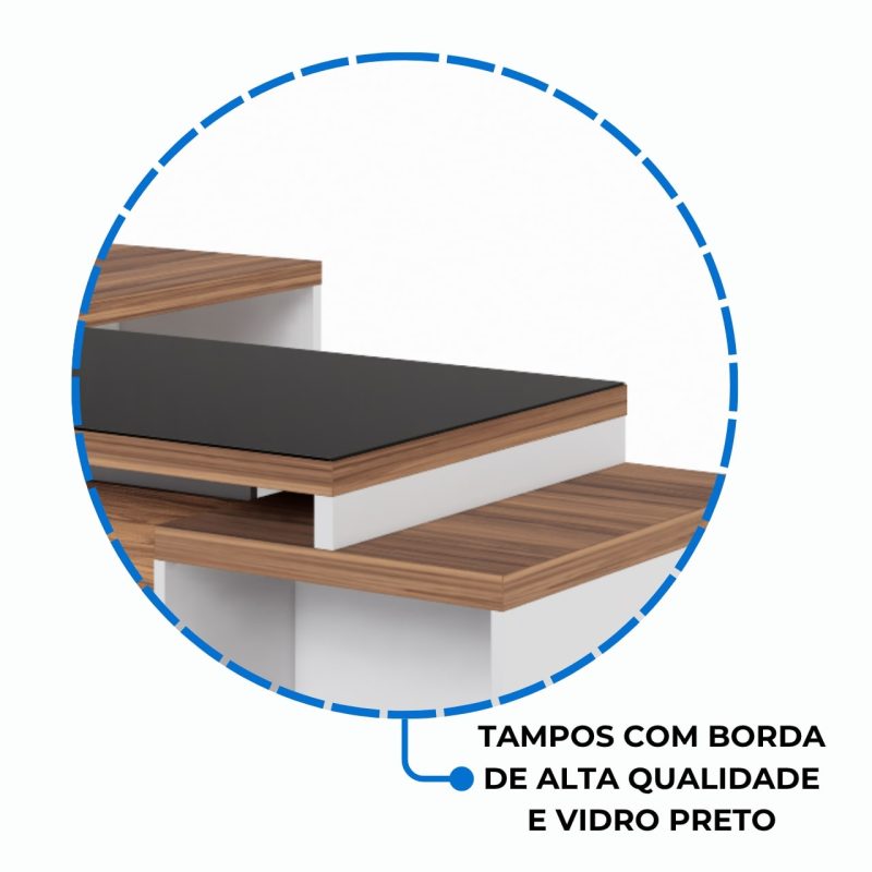 Mesa para Escritório com VIDRO FUMÊ – 1,92×0,70m – NOGAL SEVILHA/BRANCO – 34430 Móveis Única Linha 40 mm Nogal – Branco 9