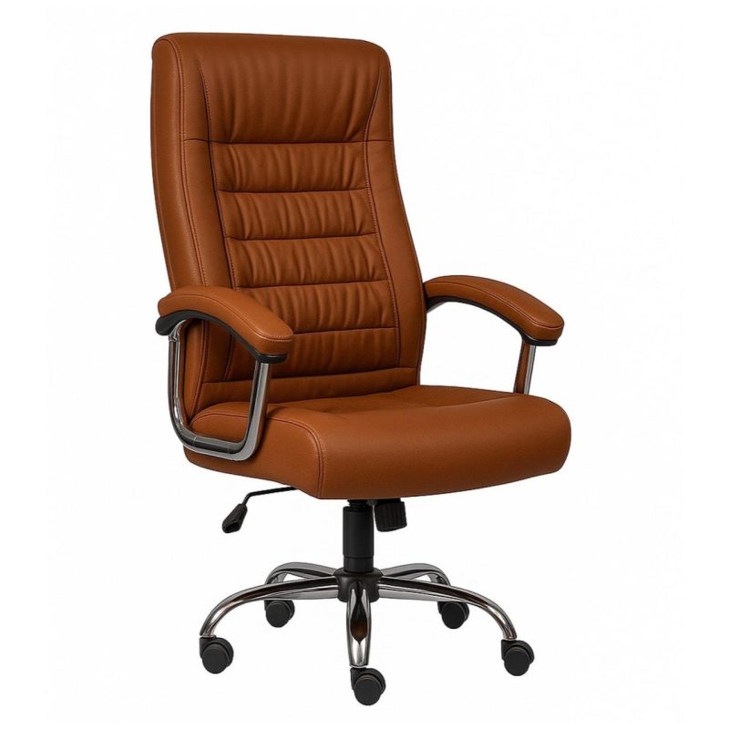 Poltrona Presidente LUXO c/ mola Ensacada – COR CARAMELO – 30059 Móveis Única Presidente 2