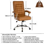 Poltrona Presidente LUXO c/ mola Ensacada – COR CARAMELO – 30059 Móveis Única Presidente 14