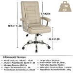 Poltrona Presidente LUXO c/ mola Ensacada – COR FENDI – 30061 Móveis Única Presidente 14