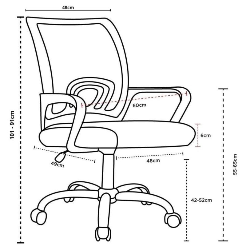 Cadeira de Escritório Tela TURYA c/ braço – Cor Preto – 34044 Móveis Única Cadeira de Tela 6
