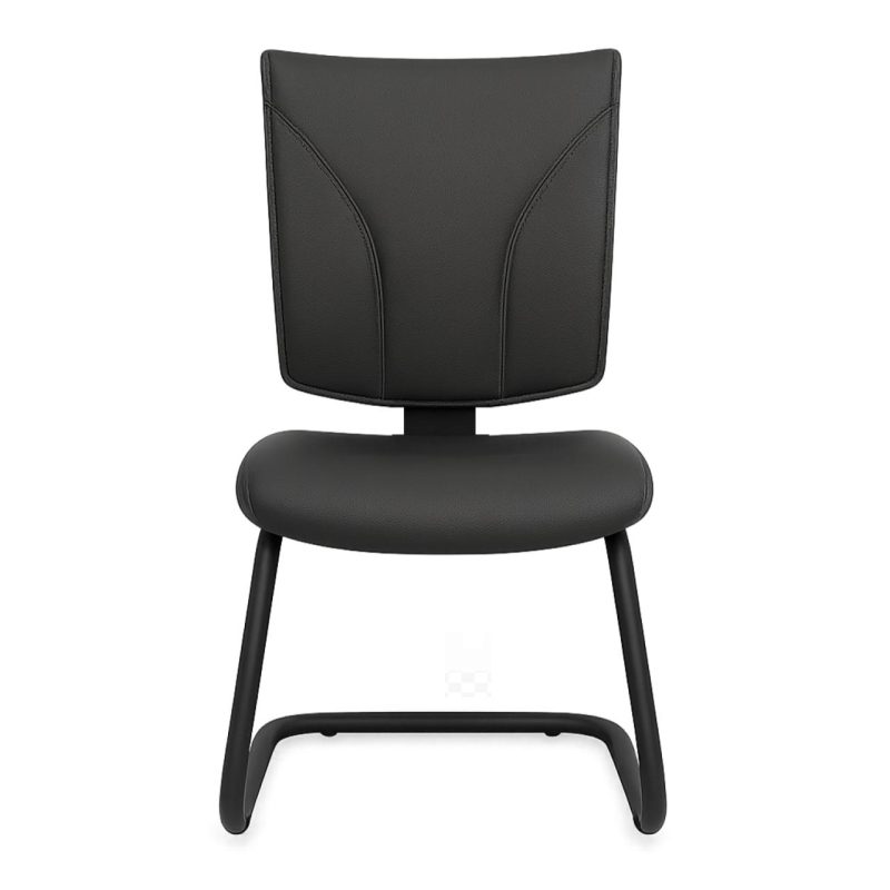 Cadeira de Escritório B-ONE Base em “S” Preta – Corino Preto – 31032 Móveis Única Cadeira Fixa Estofada 3
