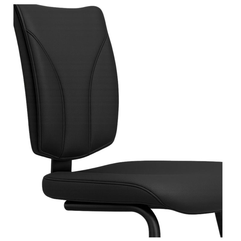 Cadeira de Escritório B-ONE Base em “S” Preta – Corino Preto – 31032 Móveis Única Cadeira Fixa Estofada 6