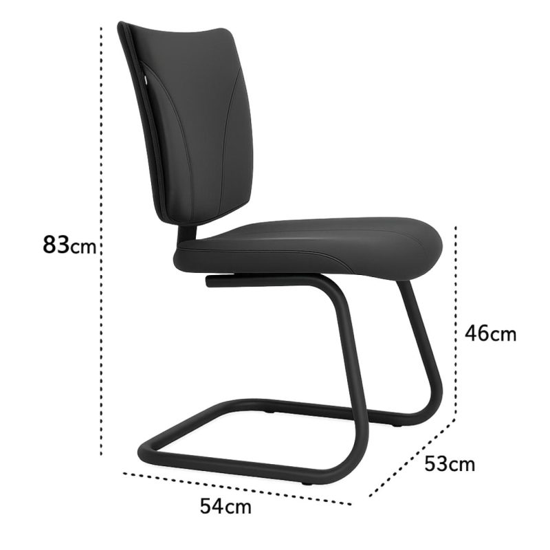 Cadeira de Escritório B-ONE Base em “S” Preta – Corino Preto – 31032 Móveis Única Cadeira Fixa Estofada 7