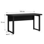 Mesa Escritório PÉ QUADRO – 1,20×0,60m – S/ Gavetas – PRETO / PRETO – 26001 Móveis Única Linha 40mm Preto / Preto 13