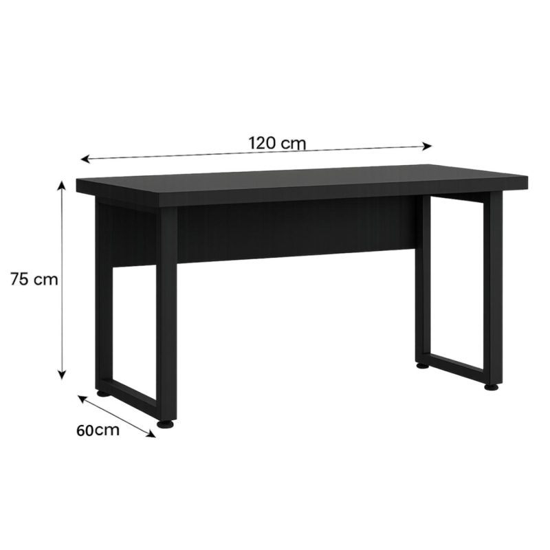 Mesa Escritório PÉ QUADRO – 1,20×0,60m – S/ Gavetas – PRETO / PRETO – 26001 Móveis Única Linha 40mm Preto / Preto 5