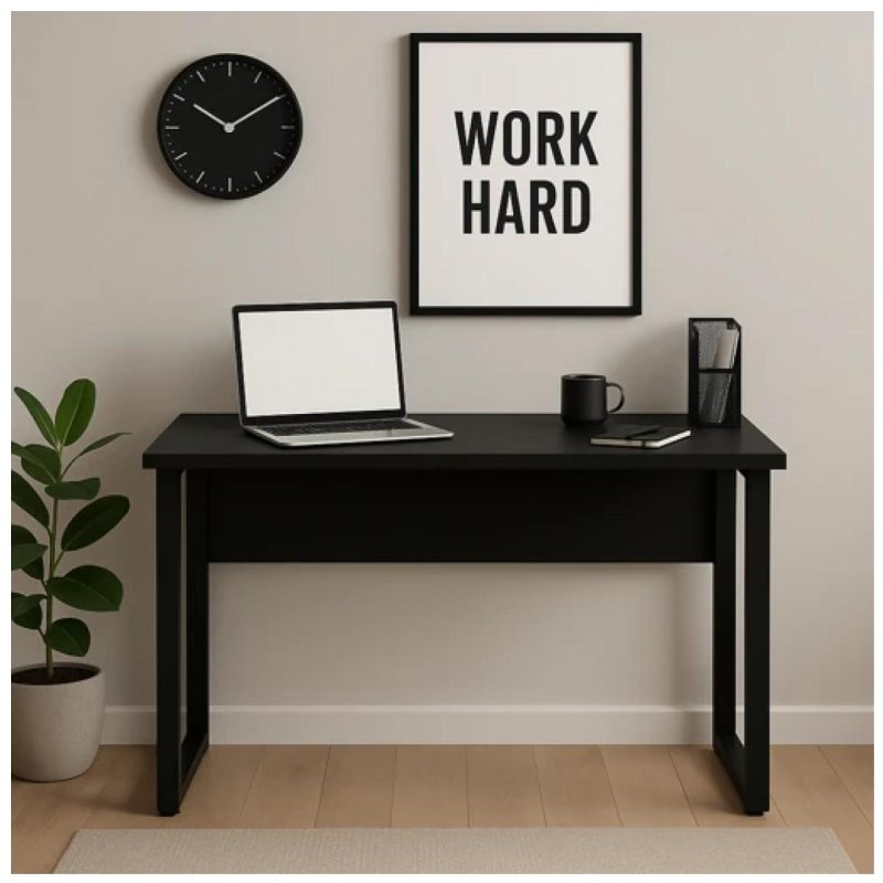 Mesa Escritório PÉ QUADRO – 1,20×0,60m – S/ Gavetas – PRETO / PRETO – 26001 Móveis Única Linha 40mm Preto / Preto 8