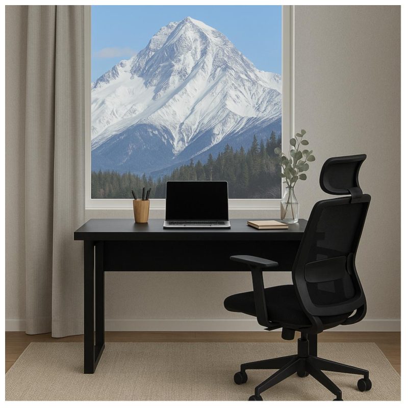 Mesa Escritório PÉ QUADRO – 1,20×0,60m – S/ Gavetas – PRETO / PRETO – 26001 Móveis Única Linha 40mm Preto / Preto 9