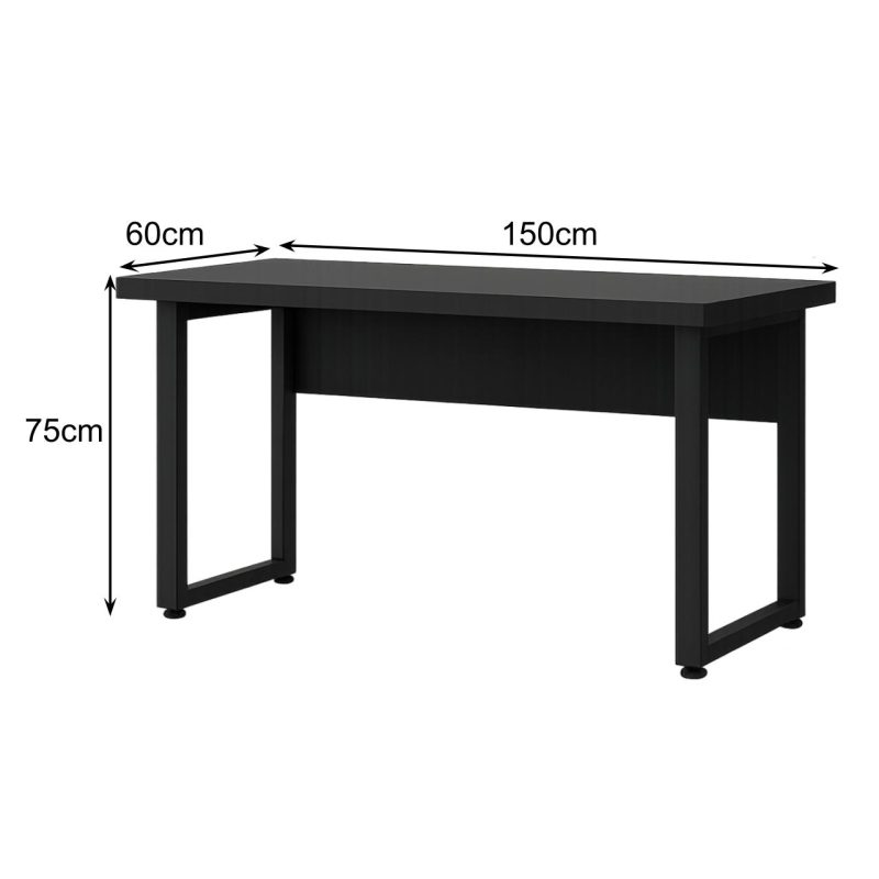 Mesa Escritório PÉ QUADRO – 1,50×0,60m – S/ Gavetas – PRETO / PRETO – 26002 Móveis Única Linha 40mm Preto / Preto 5
