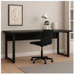 Mesa Escritório PÉ QUADRO – 1,70×0,70m – S/ Gavetas – PRETO / PRETO – 26003 Móveis Única Linha 40mm Preto / Preto 15