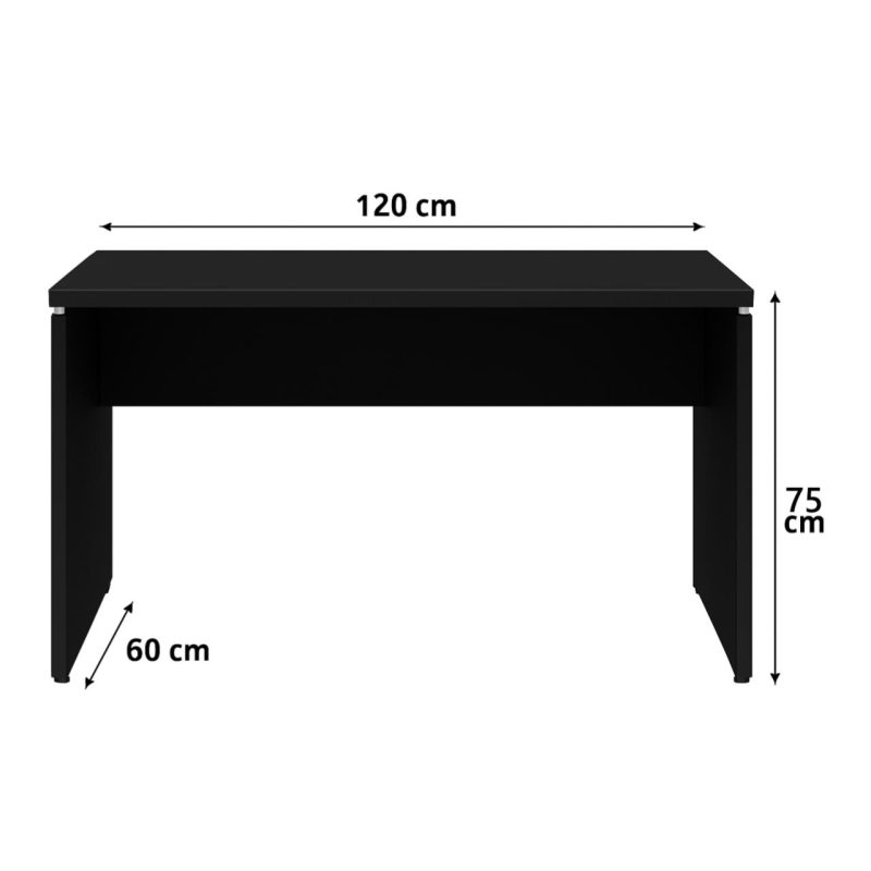 Mesa Escritório 1,20×0,60m – S/ Gavetas – PRETO/PRETO – 26005 Móveis Única Linha 40mm Preto / Preto 4
