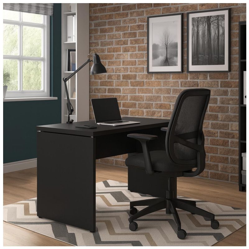 Mesa Escritório 1,20×0,60m – S/ Gavetas – PRETO/PRETO – 26005 Móveis Única Linha 40mm Preto / Preto 8