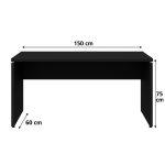Mesa Escritório 1,50×0,60m – S/ Gavetas – PRETO/PRETO – 26006 Móveis Única Linha 40mm Preto / Preto 13