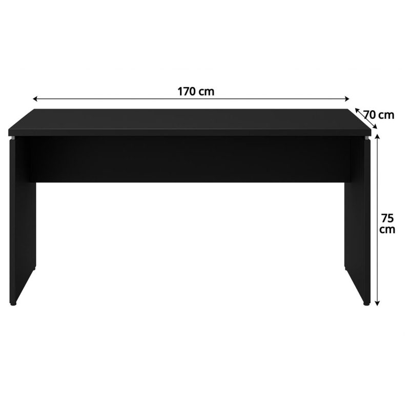 Mesa Escritório 1,70×0,70m – S/ Gavetas – PRETO/PRETO – 26007 Móveis Única Linha 40mm Preto / Preto 6