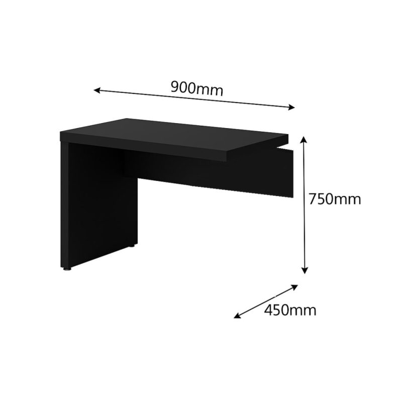Mesa escritório Auxiliar 0,90×0,45 – PRETO/PRETO – 26009 Móveis Única Linha 40mm Preto / Preto 4