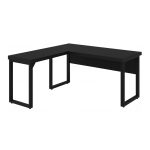 Mesa em L PÉ QUADRO (Mesa 1,50m + Mesa Auxiliar) – S/ Gavetas – PRETO / PRETO – 26010 Móveis Única Linha 40mm Preto / Preto 13