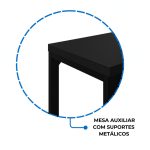Mesa em L PÉ QUADRO (Mesa 1,50m + Mesa Auxiliar) – S/ Gavetas – PRETO / PRETO – 26010 Móveis Única Linha 40mm Preto / Preto 17