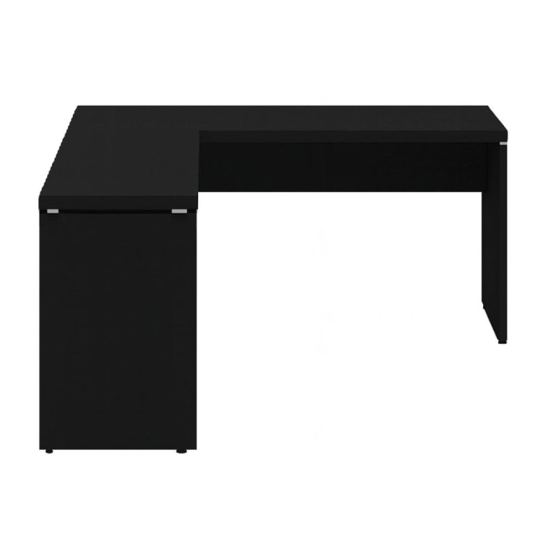Mesa em L PÉ PAINEL (Mesa 1,50m + Mesa Auxiliar) – S/ Gavetas – PRETO / PRETO – 26012 Móveis Única Linha 40mm Preto / Preto 3