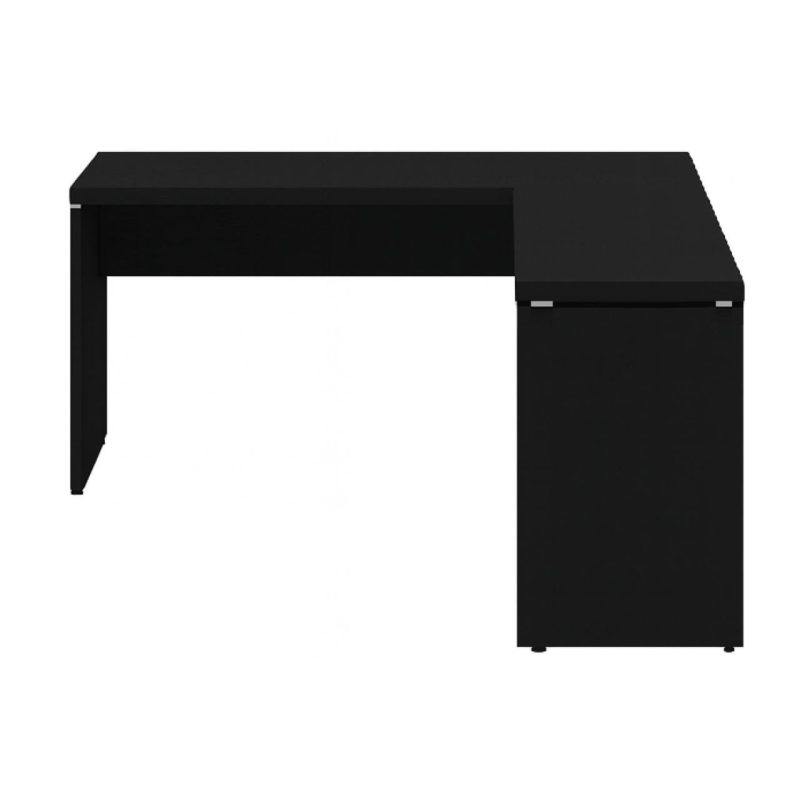 Mesa em L PÉ PAINEL (Mesa 1,50m + Mesa Auxiliar) – S/ Gavetas – PRETO / PRETO – 26012 Móveis Única Linha 40mm Preto / Preto 4