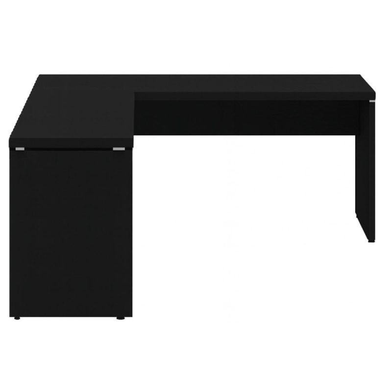 Mesa em L PÉ PAINEL (Mesa 1,70m + Mesa Auxiliar) – S/ Gavetas – PRETO / PRETO – 26013 Móveis Única Linha 40mm Preto / Preto 3