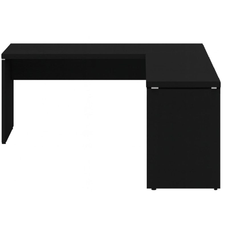 Mesa em L PÉ PAINEL (Mesa 1,70m + Mesa Auxiliar) – S/ Gavetas – PRETO / PRETO – 26013 Móveis Única Linha 40mm Preto / Preto 4